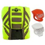 BTR Waterproof High Vis Reflective Backpack Rain Cover with 2 x LED Bicycle Lights